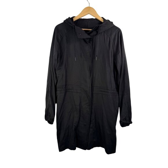 Lululemon city stroll trench coat black athleisure preppy sz 8